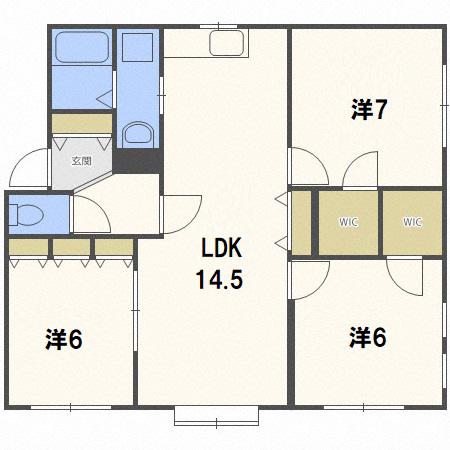 グローリー川北(3LDK/3階)の間取り写真