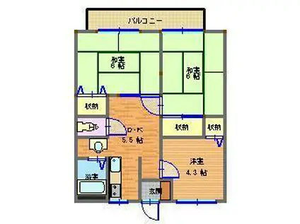 サンバレーI(3K/2階)の間取り写真