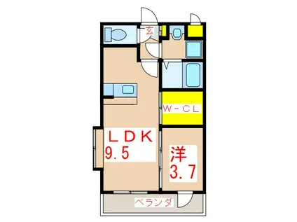 LEGATO(1LDK/3階)の間取り写真