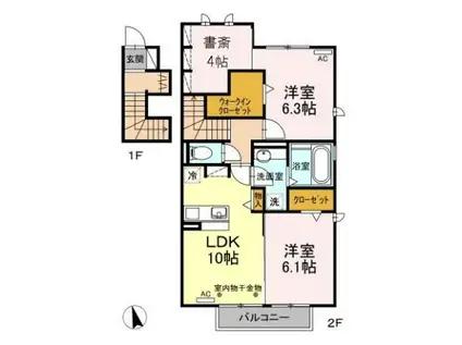 ウィル・ミズノC(2SLDK/2階)の間取り写真