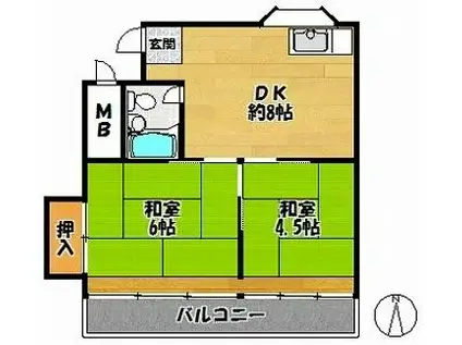 六甲リゾート(2LDK/3階)の間取り写真