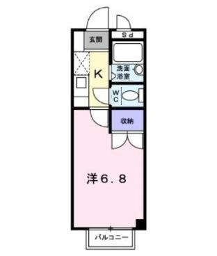 ニューシティアベニュー B(1K/2階)の間取り写真