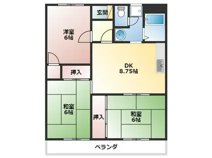 塚本ビル(3DK/2階)の間取り写真