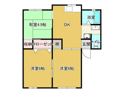 コートハウス鳴神(3DK/1階)の間取り写真