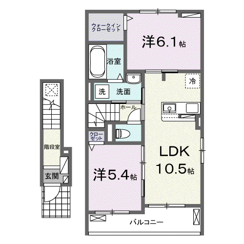 リデアル三川 A(2LDK/2階)の間取り写真