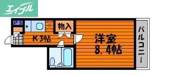 アザレア七日市(1K/3階)の間取り写真