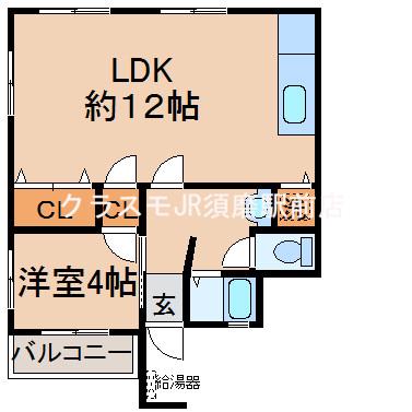 千守マンション(1LDK/2階)の間取り写真
