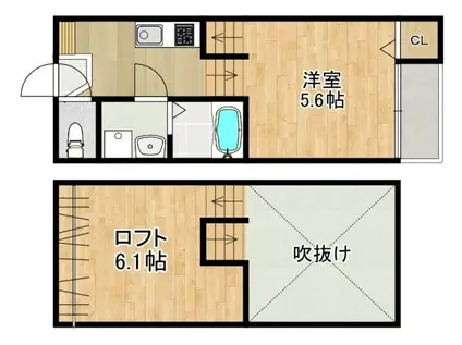 MODERN PALAZZO ISAHAYA IO(1SK/2階)の間取り写真