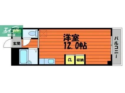 ジュネス老松(ワンルーム/2階)の間取り写真