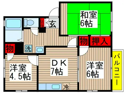 サンフィルドIII(3DK/2階)の間取り写真