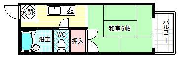 コスモハイツ(1K/2階)の間取り写真