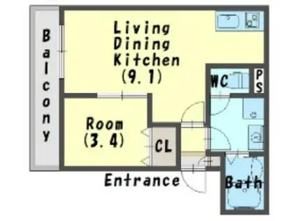 ジ―メゾン池田旭町(1LDK/2階)の間取り写真