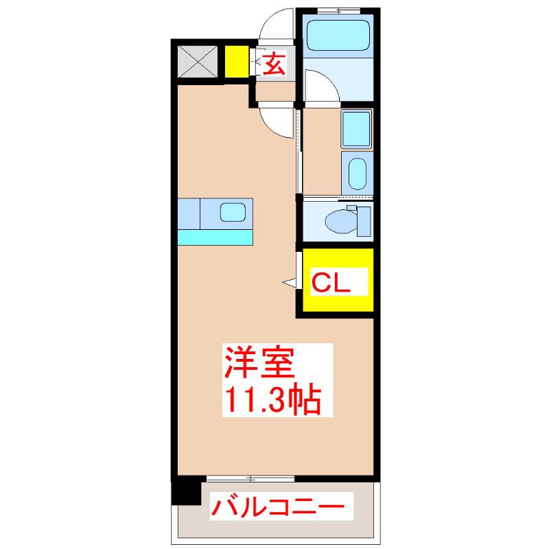 A-STEP甲突(ワンルーム/3階)の間取り写真