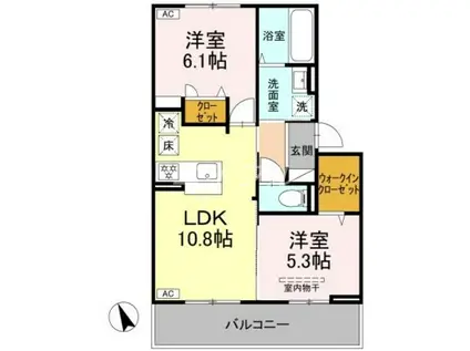 TIARE MANBAI(2LDK/1階)の間取り写真