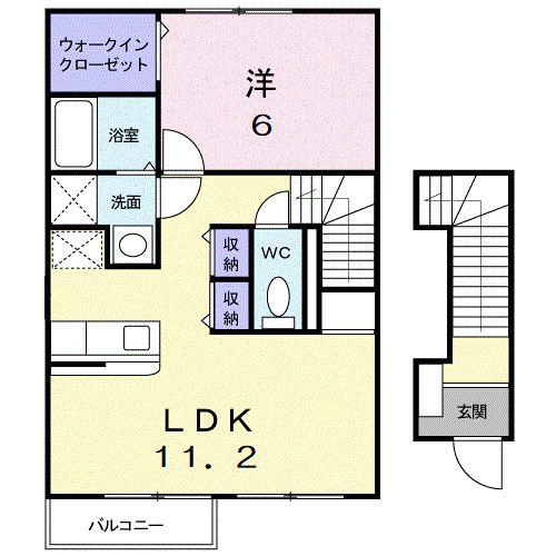 サウス ヒルズ I(1LDK/2階)の間取り写真