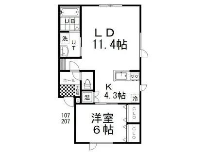 STIER(1LDK/2階)の間取り写真