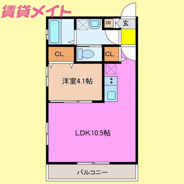 エステート桑名(1LDK/1階)の間取り写真