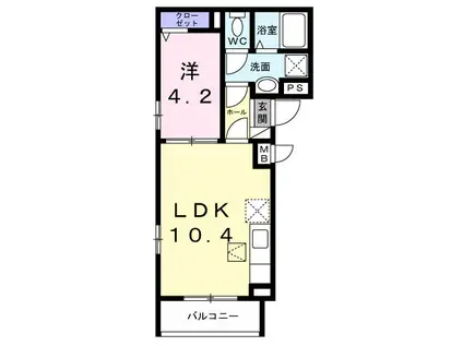 アヴァロン(1LDK/1階)の間取り写真
