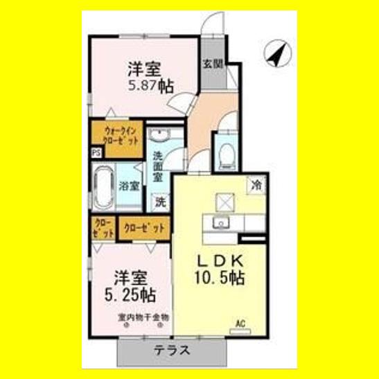 モンターニュサンク・中島(2LDK/1階)の間取り写真