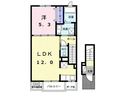 スマイル(1LDK/2階)の間取り写真