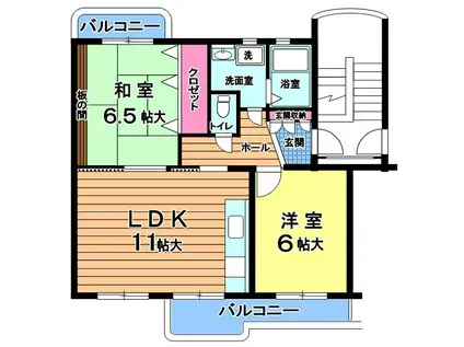 内野西団地3号棟(2LDK/5階)の間取り写真