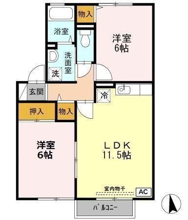 インター池田A(2LDK/2階)の間取り写真