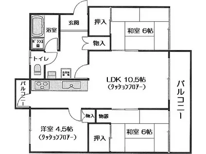 新金岡3丁1番B 12棟(3LDK/3階)の間取り写真