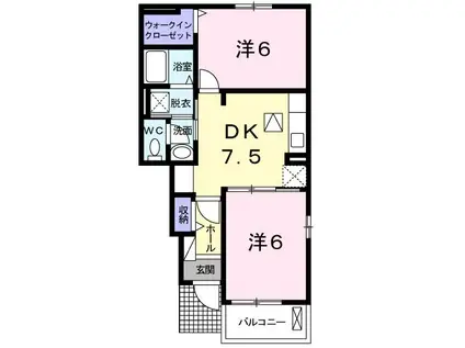 エム・ソレイユII(2DK/1階)の間取り写真