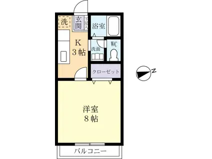 カーサモンテ(1K/1階)の間取り写真