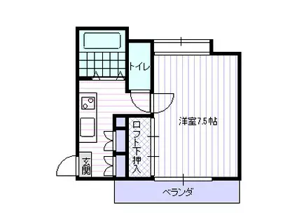 ぷらいべーと元木(1K/2階)の間取り写真