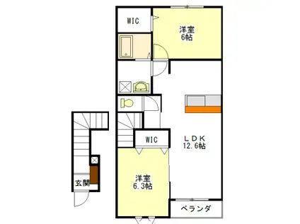 第二東雲 A(2LDK/2階)の間取り写真