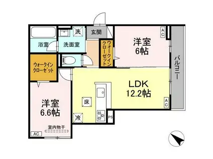 VIA-GRANDE(2LDK/1階)の間取り写真