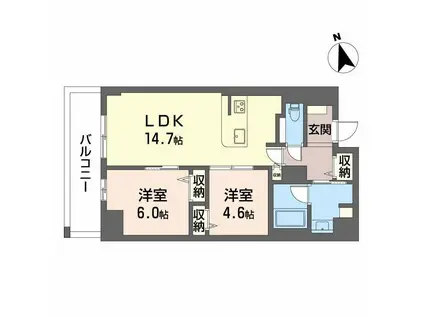 サンエール南堀江(2LDK/5階)の間取り写真