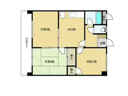 プリンセスリバーサイド(3DK/5階)の間取り写真