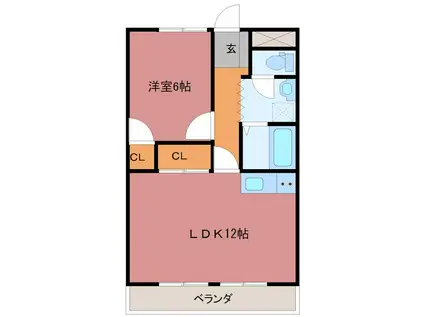 ドゥエリング寺田(1LDK/3階)の間取り写真