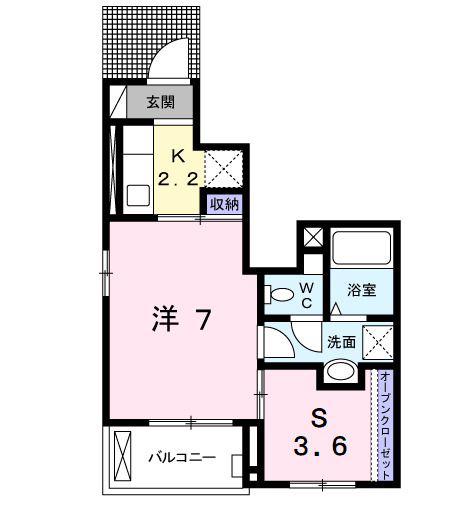 クレアーレ成田IV(1SK/1階)の間取り写真