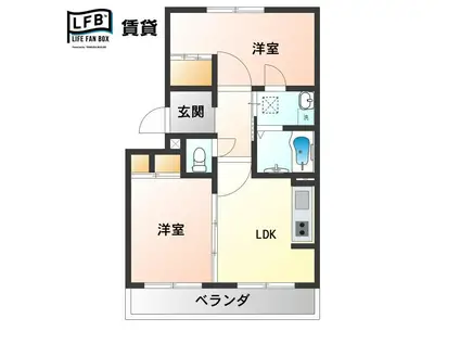 リーバーコーキ(2DK/2階)の間取り写真