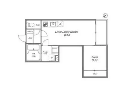 ハーモニーテラスREN相川(1LDK/2階)の間取り写真