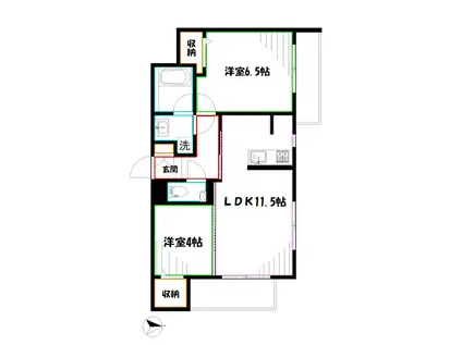 オーバスホームズ武蔵小金井(2LDK/1階)の間取り写真