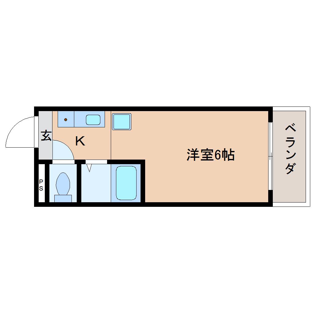 ジュネス新大宮(1K/4階)の間取り写真
