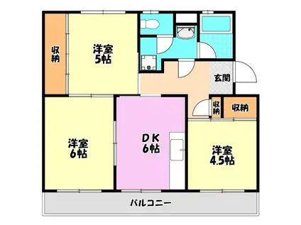 ヴィラナリー千代田 1号棟(3DK/5階)の間取り写真