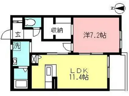 プランドール(1LDK/1階)の間取り写真