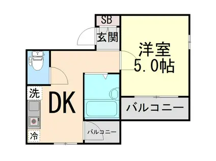 アメニティ東神戸(1DK/4階)の間取り写真