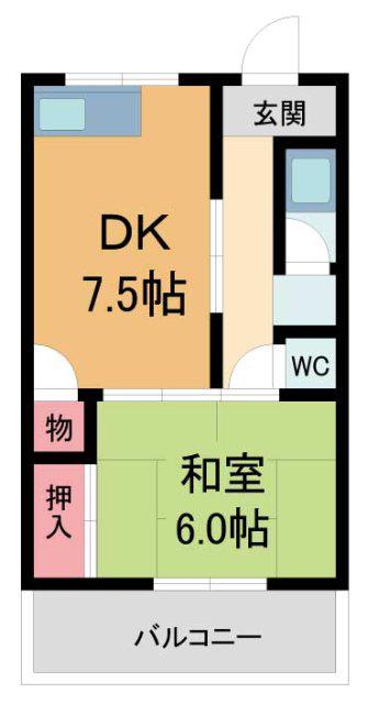 ナカムラニューハイツ(1DK/3階)の間取り写真