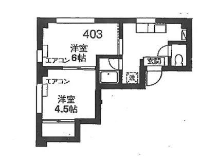 十番Mビル(2K/4階)の間取り写真