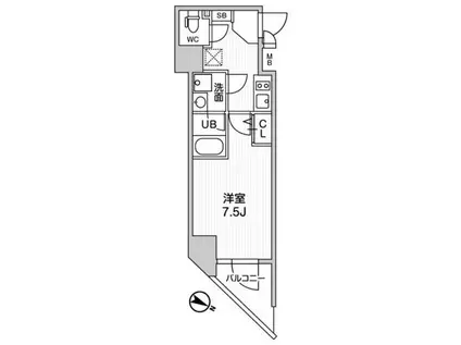 ALTERNA北品川(1K/12階)の間取り写真