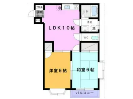 クレセント・ドヌールD棟(2DK/2階)の間取り写真