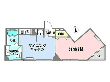 コスモプラザビル(1DK/3階)の間取り写真