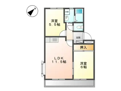 プロヴァンス B(2LDK/1階)の間取り写真