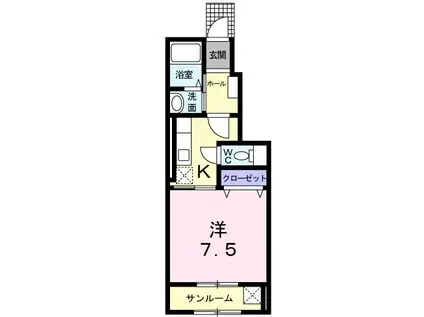 フォーピュア 南城(1K/1階)の間取り写真